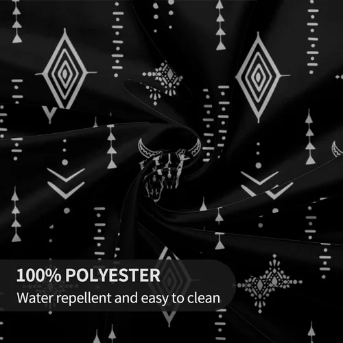Miniatura 4 de Mantel decorativo con patrón azteca, estilo nativo étnico, bohemio, geométrico, verde, para cocina, banquete de fiesta y vacaciones, color negro
