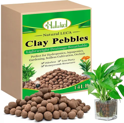 Miniatura 10 de Halatool 18LB de guijarros de arcilla Hydroton de 4mm-16mm, bolas ligeras de Leca para plantas en maceta, hidropónica, jardinería, orquídeas, 18