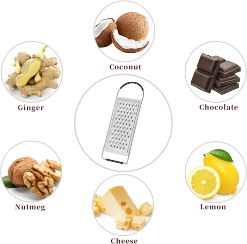 Miniatura 4 de Rallador de queso de mano, ralladores planos de acero inoxidable grueso HIA para cocina, rallador de alimentos con mango antideslizante, perfecto