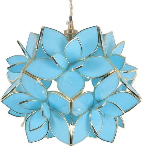 Miniatura 10 de Bieye L10749 - Lámpara colgante de techo de vidrio manchado estilo Tiffany con pantalla de 8 pulgadas de ancho (naranja, 8" flor de cerezo)