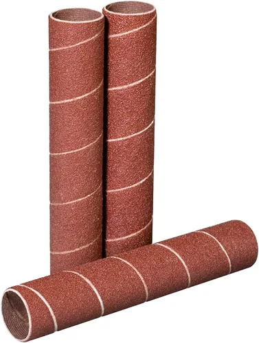 Miniatura 12 de Powertec 11210 - Mangas de lija de 4.5 pulgadas para lijadora de husillo, grano 120, papel de lija de óxido de aluminio de diámetro 1/2 pulgada