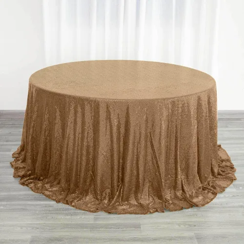 Miniatura 7 de Tableclothsfactory Luxury Collection - Manteles redondos de lentejuelas de 108 pulgadas, color dorado