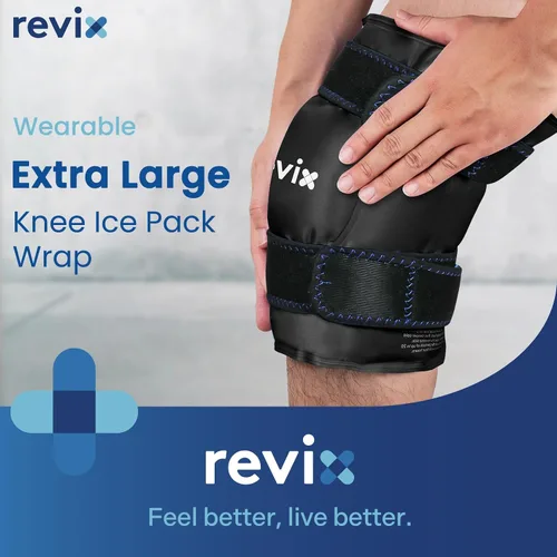 Miniatura 3 de REVIX Paquete de hielo XL para recuperación de reemplazo de rodilla, envoltura de hielo con compresión fría para molestias y fatiga, paquete frío