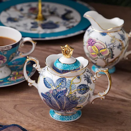 Miniatura 2 de ACMLIFE Juego de té con vajilla para adultos, juegos de porcelana de hueso de 33 piezas, juego de té de café para 6 o 4 juegos de té inglés vintage