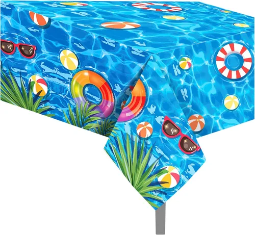 Miniatura 25 de 1 paquete de mantel de plástico con diseño de bandera americana del 4 de julio para fiesta, 54 x 87 pulgadas de largo, mantel rectangular para bufé