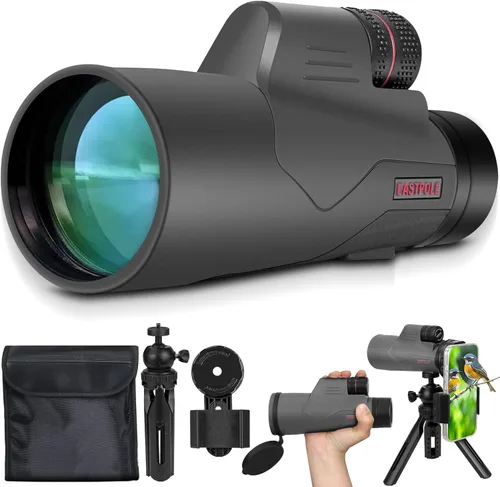 Telescopio monocular monocular monocular de alta potencia de 12 x 56 para adultos con adaptador para teléfono inteligente, lente FMC y prisma BAK4,