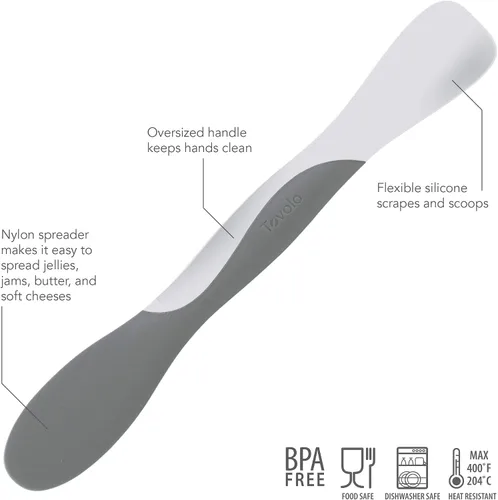 Miniatura 2 de Tovolo Elements Scoop and Spread - Herramienta esparcidora de sándwich de silicona grande de doble extremo con mango de nailon, sin BPA, apta