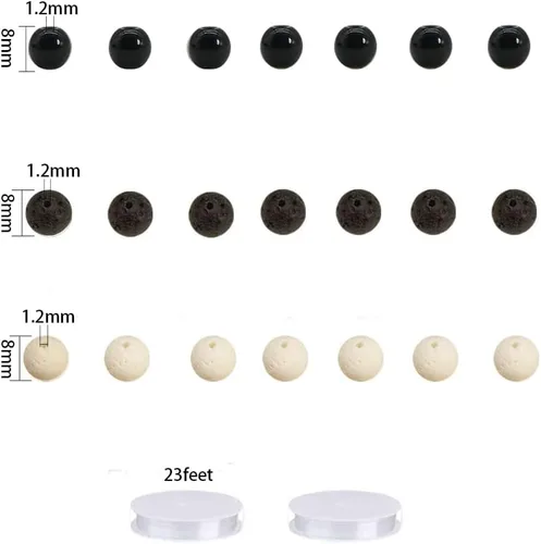 Miniatura 3 de 600 cuentas redondas de cristal negro a granel, cuentas de jade imitativo, cuentas de lava, cuentas sueltas para hacer joyas, aretes, collares