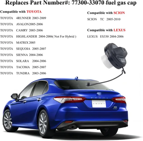 Miniatura 6 de Tapa del depósito de combustible 77300-33070 apto para Toyota 4RUNNER/AVALON/CAMRY/HIGHLANDE/TACOMA/TUNDRA/SEQUOIA 2004-2006 ES330 2005-2010 TC
