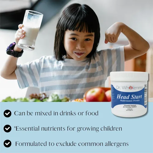 Miniatura 5 de Head Start Multivitamínico en polvo Nutrientes esenciales para niños en crecimiento, vitaminas B metiladas, fácil de mezclar, sin sabores