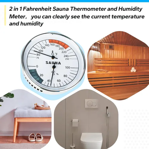 Miniatura 4 de Termómetro de sauna 2 en 1 Fahrenheit, medidor de temperatura de sauna colgante para salas de sauna, accesorios de sauna de vapor infrarrojos, rango