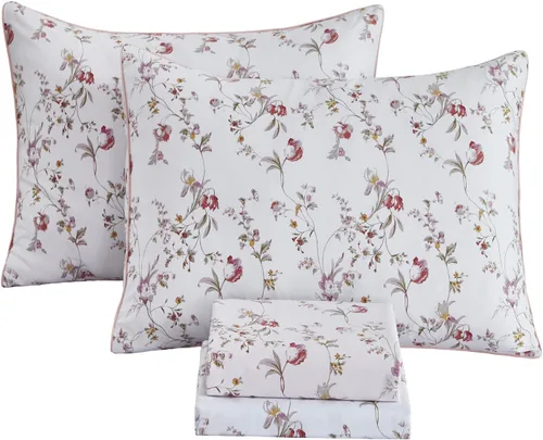 Miniatura 43 de FADFAY Juego de sábanas de rosas blancas, ropa de cama vintage floral de rosas, ropa de cama estilo rústico, 100% algodón egipcio percal, 800 hilos