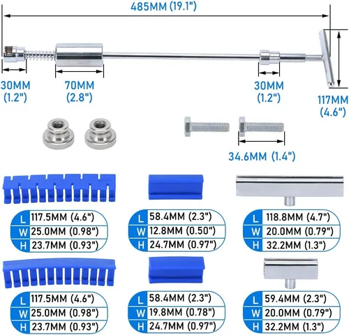 Miniatura 5 de PTNHZ Kit universal de reparación de abolladuras, extractor de reparación de abolladuras sin pintura con barra en T, kit de eliminación