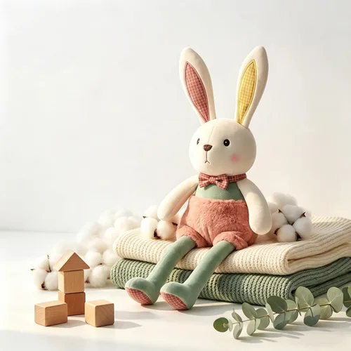 Miniatura 6 de Conejito de peluche de 17 pulgadas, orejas y piernas extraíbles, lindo conejo, juguete de peluche suave para niñas o bebés