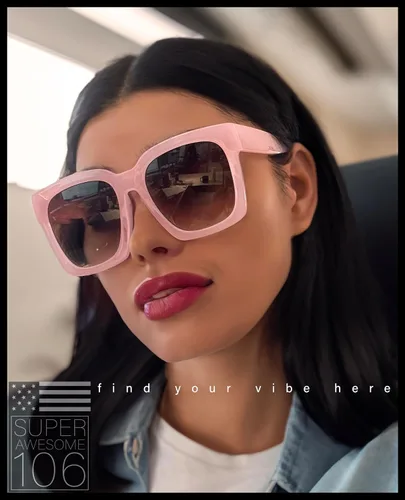 Miniatura 4 de Gafas de sol de plástico grueso con borde de cuernos de gran tamaño XXL para mujer