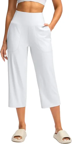 G Gradual Capris para mujer, pantalones de yoga de pierna ancha con bolsillos, cintura alta, pantalones de mujer