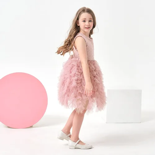 Miniatura 3 de Miipat Vestido tutú para niñas pequeñas, con volantes, de tul sin mangas, vestido de fiesta de princesa
