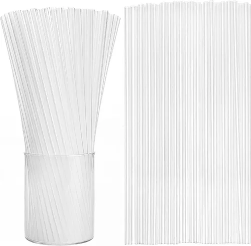 Miniatura 10 de Tomnk 300 pajitas desechables, pajitas de plástico de 8.25 pulgadas, pajitas de plástico para vasos y café helado