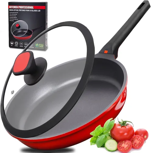 Miniatura 7 de DIIG Sartén antiadherente con tapa de silicona, sartén de chef apta para horno de 11.5 pulgadas para cocinar salteados de tortillas, utensilios