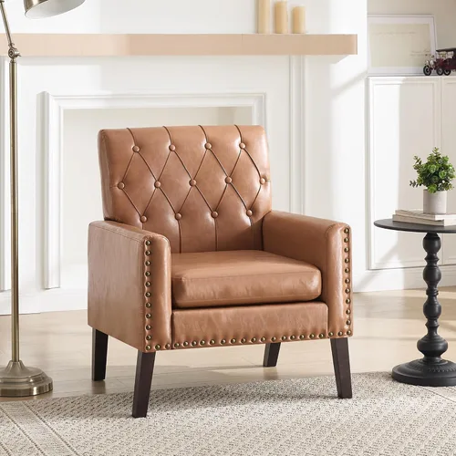 Miniatura 15 de Sillas decorativas modernas de mediados de siglo, silla de oficina de felpilla beige para recepción, silla de club tapizada para sala de estar