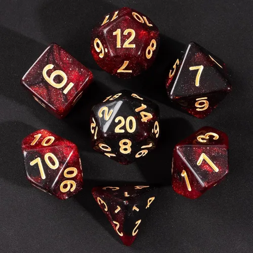 Miniatura 23 de Juego de dados DND de 7 dados poliédricos con una bolsa de dados de cuero, juego de dados D&D para juegos de mesa RPG (negro)