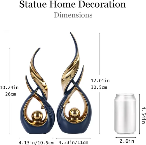 Miniatura 2 de 2 estatuas de cerámica de oro azul para decoración del hogar, esculturas modernas de arte abstracto, elegantes objetos decorativos de mesa