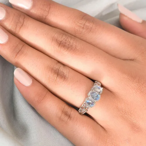 Miniatura 2 de Shop LC 3 anillos de piedra natal para mujer, anillos de piedras preciosas, anillos de plata de ley 925 para mujer, chapados en platino, joyería