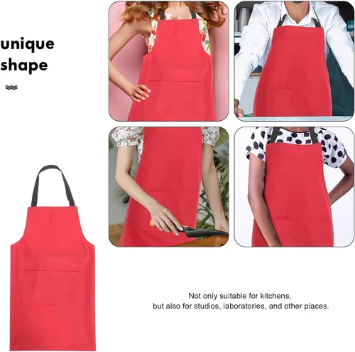 Miniatura 7 de HOMSFOU Waterproof Pvc Kitchen Apron with Pocket Oil-resistant Waist Apron for Men and Women Cooking for Cooking Washing and Serving