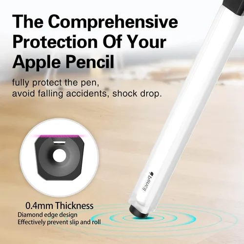 Miniatura 4 de Funda compatible con Apple Pencil Pro / Apple Pencil de 2ª generación, silicona translúcida duotone, [con 10 puntas de silicona] (negro)