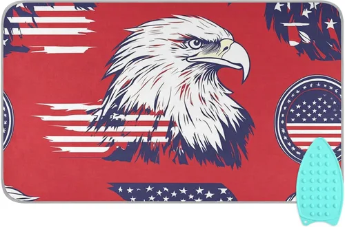 Alfombrilla de planchar roja con bandera estadounidense para mesa, portátil, para lavadora, secadora, encimera, viajes