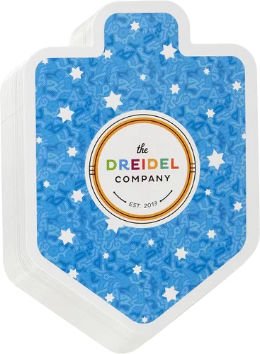 Miniatura 4 de The Dreidel Company Paquete de 10 cartas de Hanukkah en forma de Dreidels - Barajas de cartas para juegos judíos con temática de fiestas temáticas