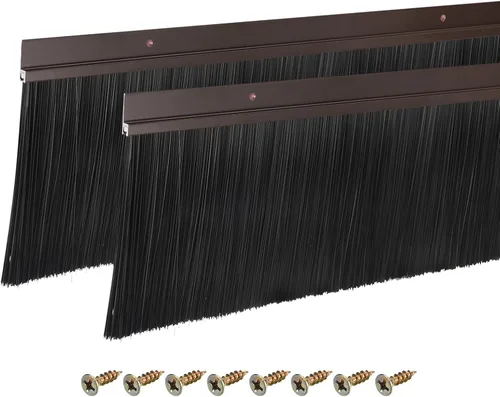 Miniatura 17 de uxcell 2 piezas cepillo de puerta barrido inferior forma H base de aleación de aluminio con cepillo de nailon de 0.4 pulgadas para hogar, industrial