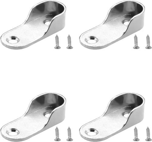 Miniatura 9 de MroMax Soporte ovalado de aleación de zinc para barra de armario, soporte de brida para barra de armario, diámetro interior de 0.650 in, paquete