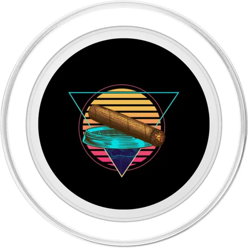 Miniatura 2 de Retro Futuristic Synthwave Vaporwave Cigar Smoking Aesthetic PopSockets MagSafe PopGrip for iPhone