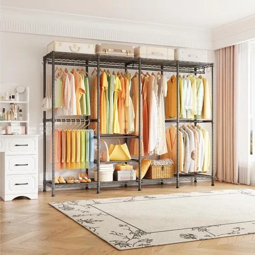 Miniatura 2 de ULIFHOME H41 - Perchero de ropa resistente, perchero para colgar ropa, extra grande, portátil, independiente, 78.5 pulgadas de ancho x 15.8 pulgadas