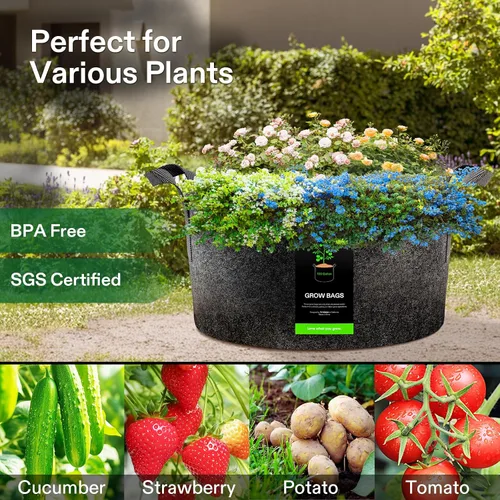 Miniatura 2 de VIVOSUN 1 bolsa de cultivo de 100 galones, maceta de tela con asas para verduras y plantas