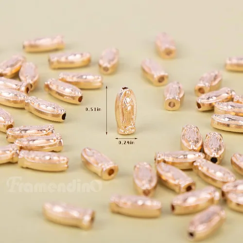 Miniatura 2 de Framendino, Paquete de 60 cuentas de Virgen María, Nuestra Señora de Guadalupe, abalorios espaciadores sueltos para hacer joyas Dorado