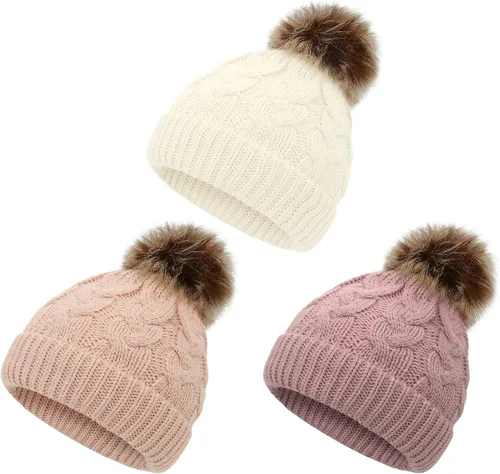 Miniatura 7 de Gorro de invierno para niñas pequeñas Zando, con pompones, gorras tejidas para bebés y niños