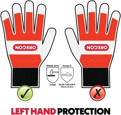 Miniatura 4 de Oregon - Guantes de protección para motosierra de mano izquierda en cuero – Talla mediana (talla 9) (91305M)