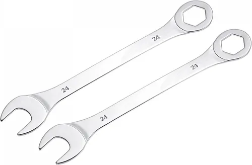 uxcell Llave combinada fina con extremo de 6 puntos desplazados y extremo abierto en ángulo, espejo métrico, acero de alto carbono chapado en cromo,