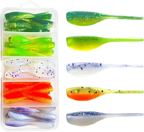 50 piezas de conjunto de señuelos para crappie - 2 pulgadas de cebo, cabezas de jig y anzuelos para pesca versátil C: 50 señuelos de crappie