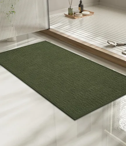 Miniatura 51 de Chakme Juego de 2 alfombras de baño ultrafinas, absorbentes, antideslizantes, lavables a máquina, color negro, 17 x 24 pulgadas / 17 x 30 pulgadas