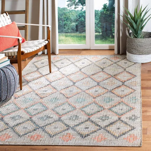 Miniatura 9 de SAFAVIEH Kilim Collection - Alfombra de 8 x 10 pulgadas, grande, natural y azul, hecha a mano de yute y algodón, diseño marroquí bohemio, ideal