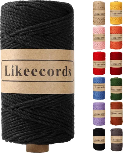 Miniatura 29 de Likeecords Cordón de algodón para macramé de 3mm x 100 metros, hilo torcido de 3 hebras, cuerda de macramé, hilo de algodón para macramé, cuerda
