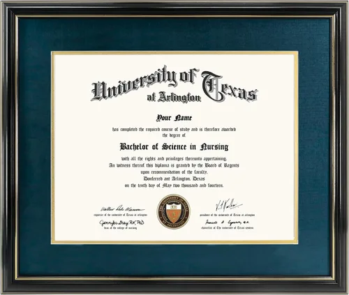 Miniatura 29 de GraduationMall Marco de diploma de certificado de 8.5 x 11, madera maciza y vidrio templado, acabado negro con ribete dorado