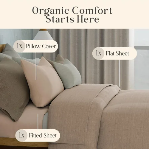 Miniatura 7 de Delilah Home Juego de sábanas de 300 hilos 100 % algodón orgánico, verificado por GOTS y Vegan.org, ropa de cama de satén de 300 hilos,