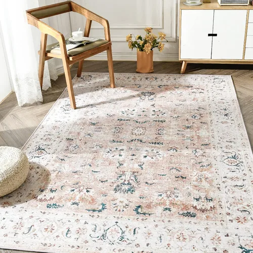 Miniatura 8 de jinchan Alfombra de entrada de 2 x 3 pulgadas, lavable, diseño floral vintage, tapete pequeño para interiores, bohemio, ligero, delgado