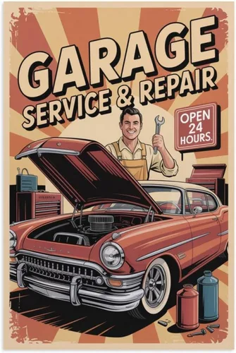 Vintage Car Repair Retro Poster for Garage Decor Auto Service Shop Wall Art Printing Posters Unframe-style 12x18inch(30x45cm)