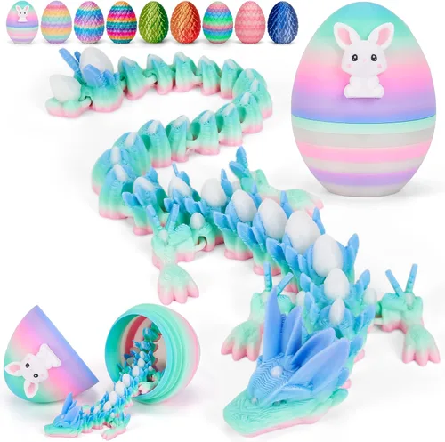 Miniatura 22 de TBOLINE - Huevo de dragón impreso en 3D, animal de cristal articulado, juguete para la ansiedad para adolescentes, niños y niñas, piezas míticas
