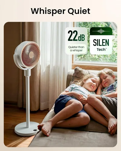 Miniatura 5 de SwitchBot Ventilador de pedestal inteligente, ventilador oscilante recargable para dormitorio, con cable e inalámbrico, ventilador de piso